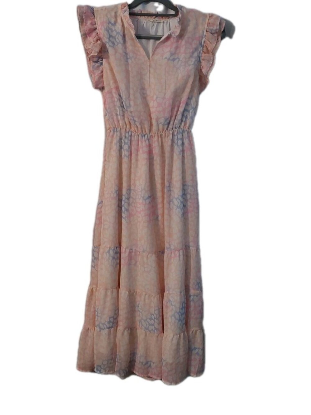 Sunday Up Womens Maxi Dress Size Small Pastel Tiered Sleeveless Beach